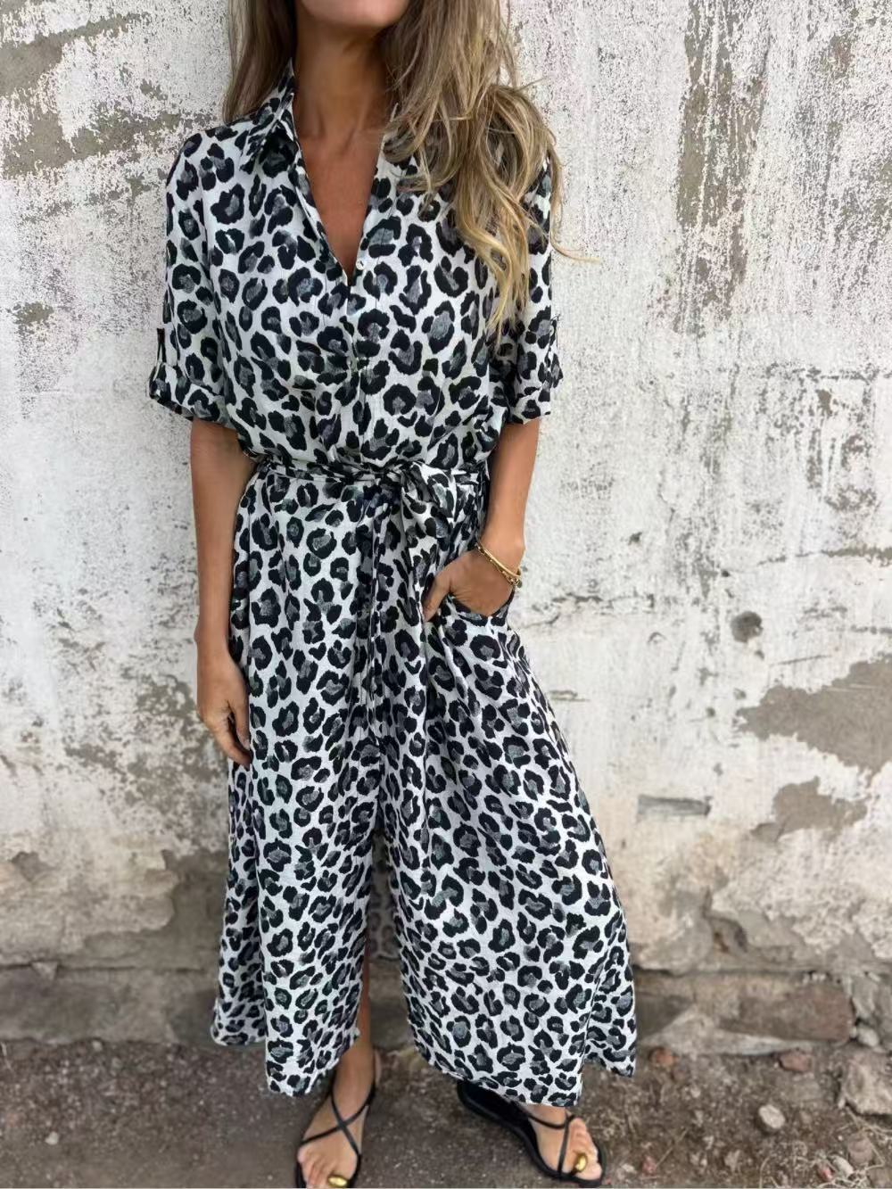 Women's Elegant Leopard Print Long Dress
