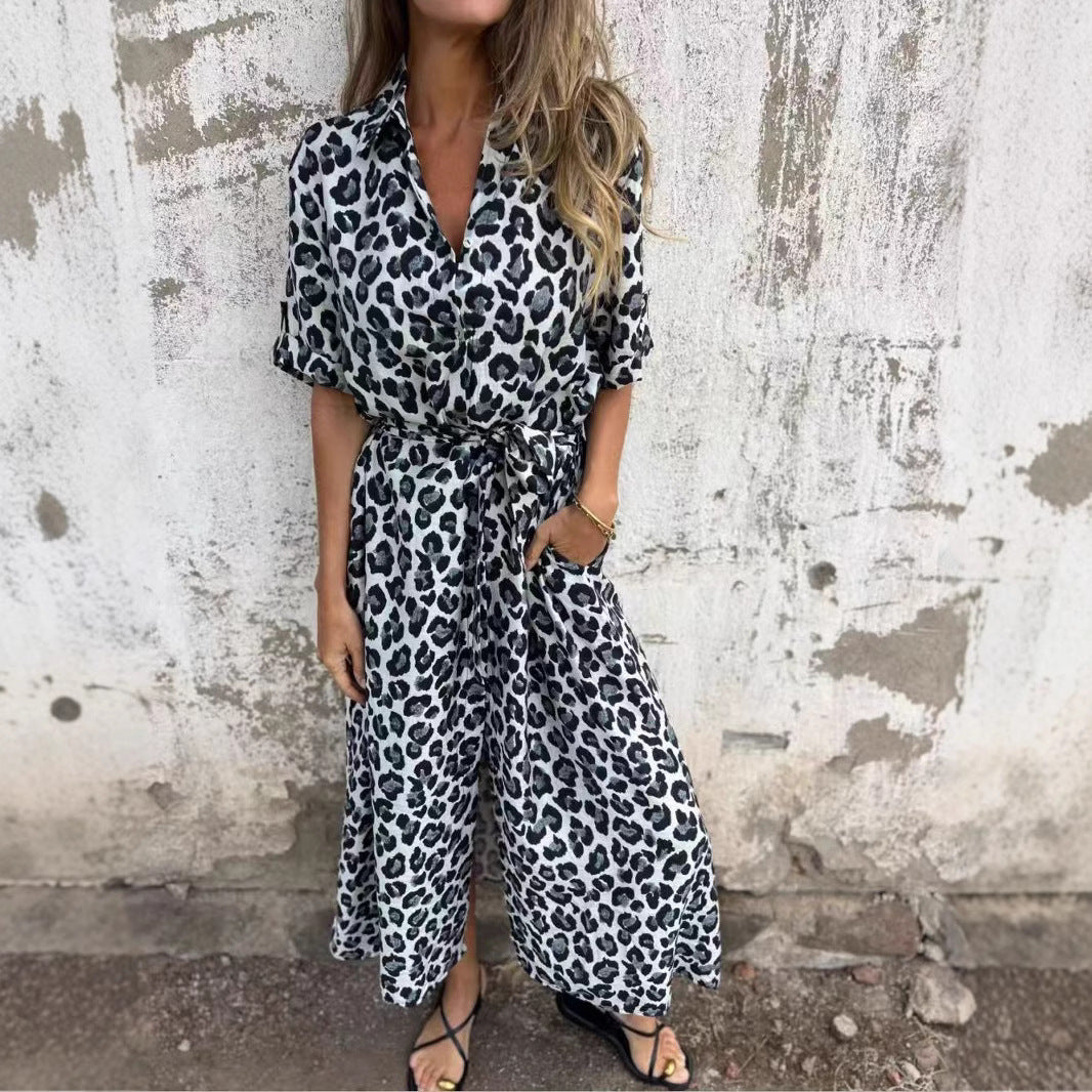 Women's Elegant Leopard Print Long Dress