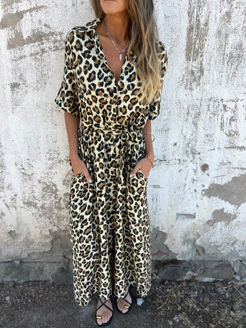 Women's Elegant Leopard Print Long Dress
